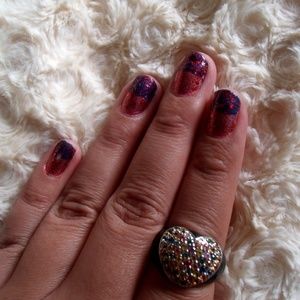 Multi-Colored Sapphire And Black Enamel Ring